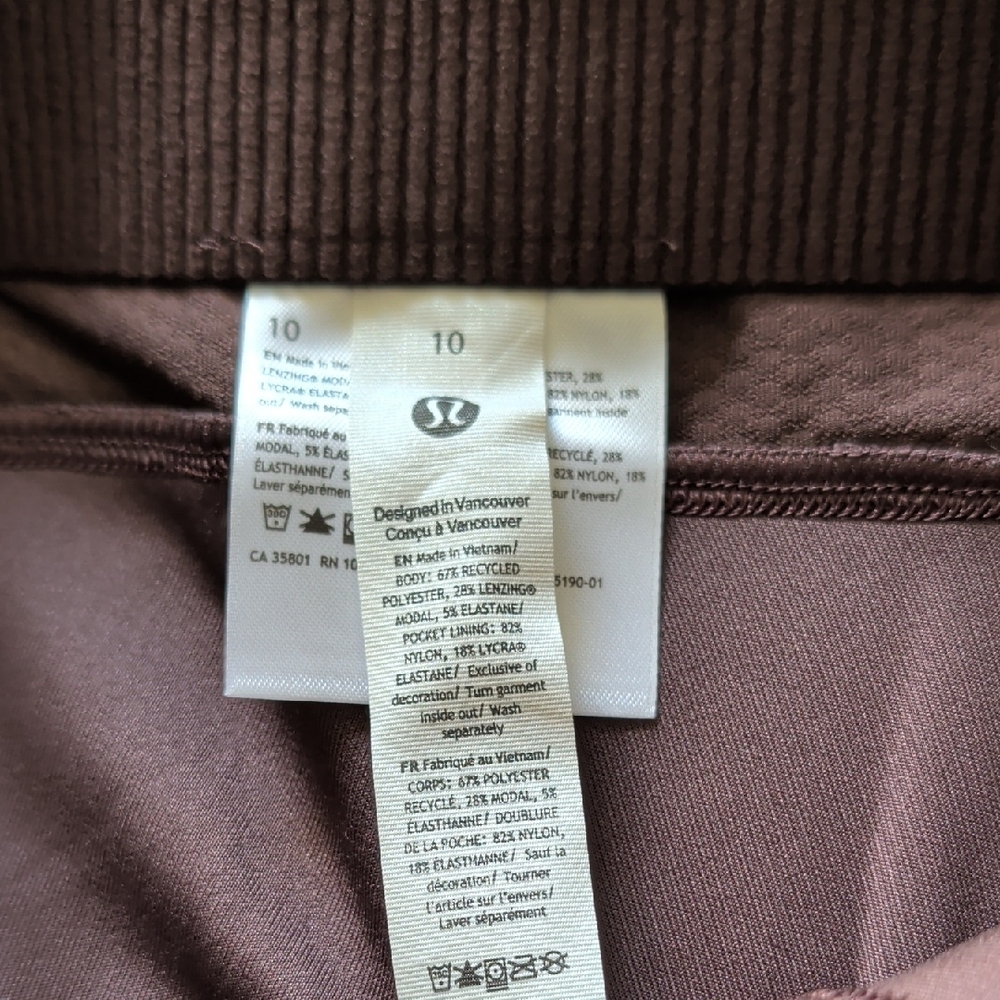Lululemon Ribbed Softstreme Zip-Leg High-Rise Cropped Pant 25" Espresso NWOT - Picture 8 of 10